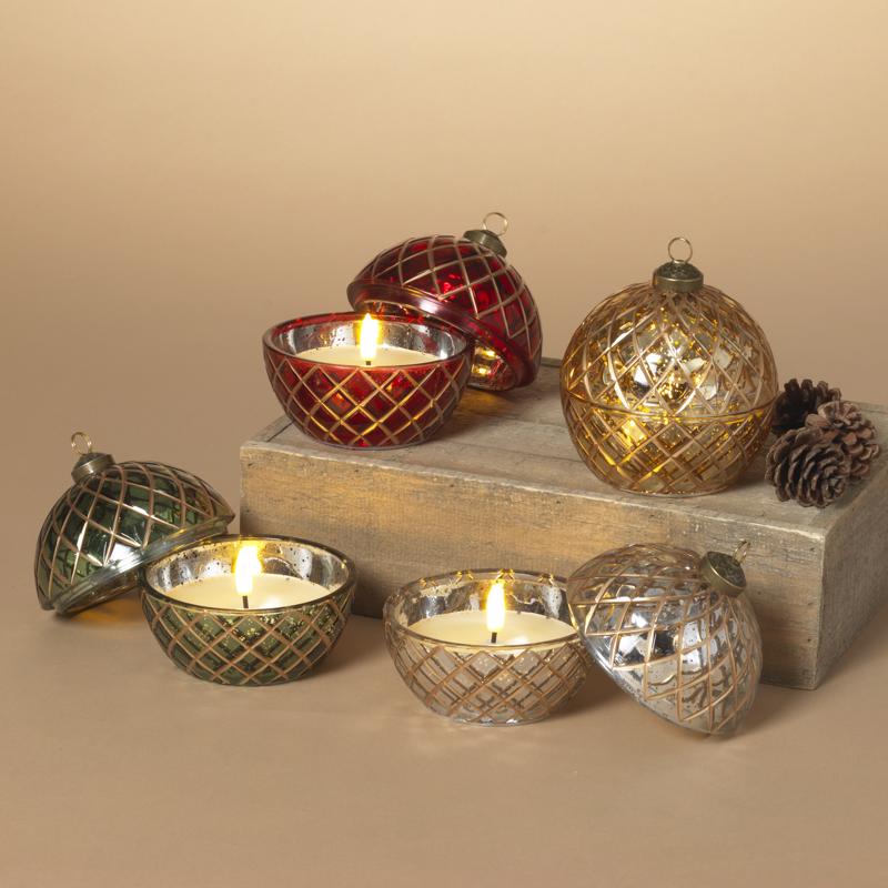 Gerson Glass Ornament LED Wax Candle