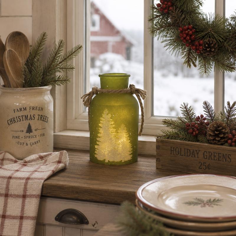 Gerson Lighted Holiday Glass Lantern 7.25 in.