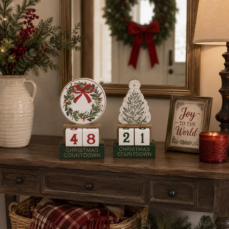 Gerson Wooden Christmas Countdown Calendar Table Decor