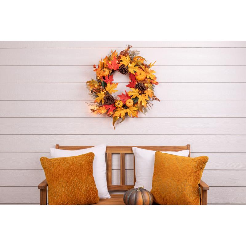 Celebrations 35 ct 24 in. LED Orang/Yellow Fall Wreath
