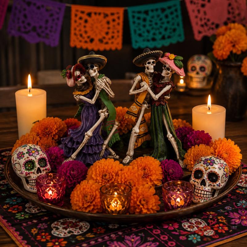 Gerson Resin Day of the Dead Dancing Couple Halloween Decor