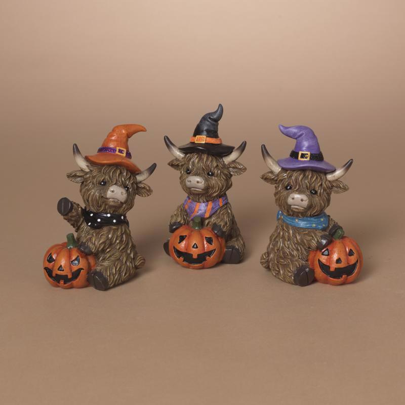Gerson Resin Halloween Highland Cow Halloween Decor
