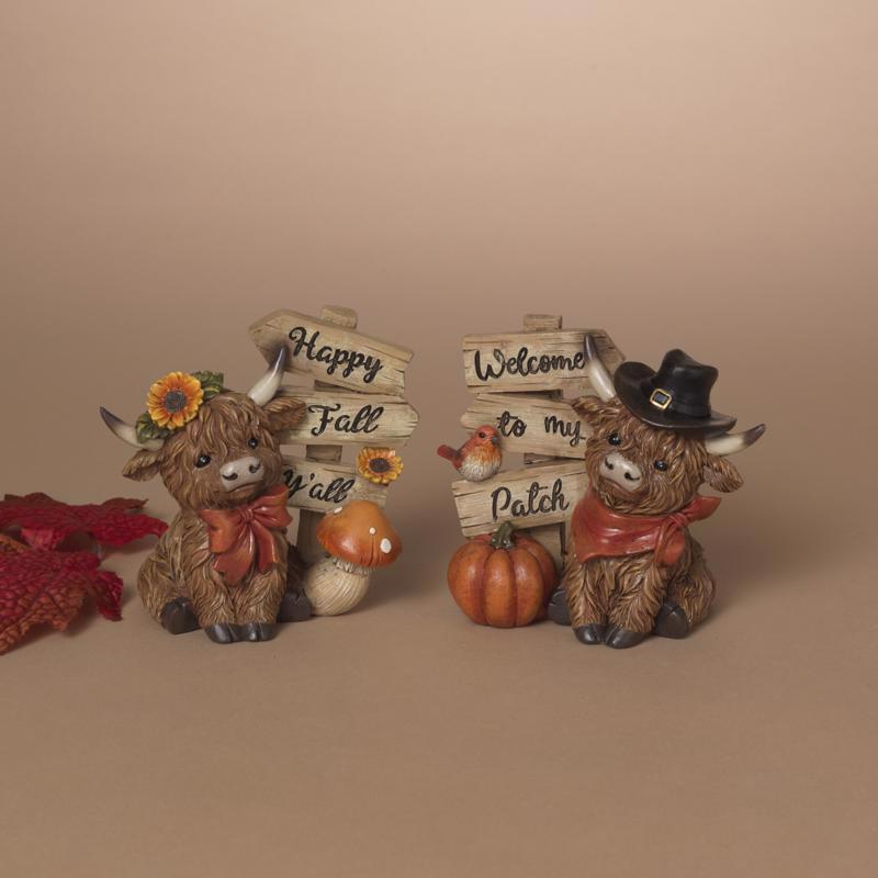 Gerson Resin Harvest Highland Cow Fall Decor