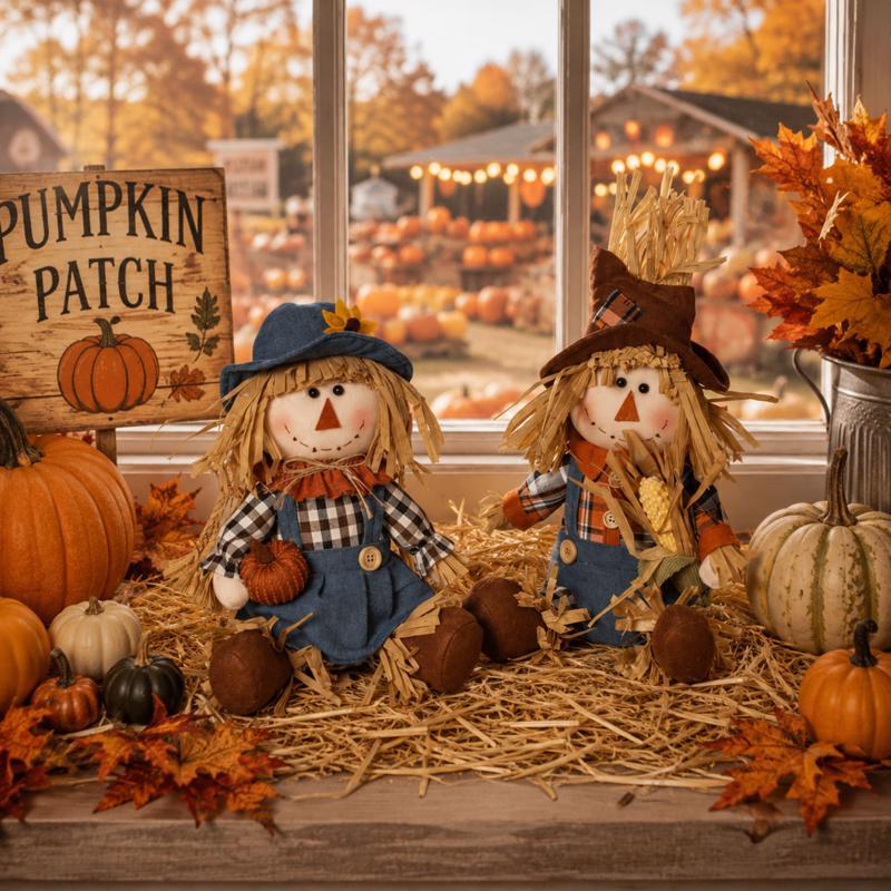 Gerson Plush Sitting Scarecrow Figurine Fall Decor