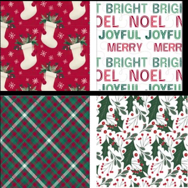 Paper Images Traditional Assorted Christmas stockings/Noel/Joyful/Merry and Bright/Plaid/Leaves and