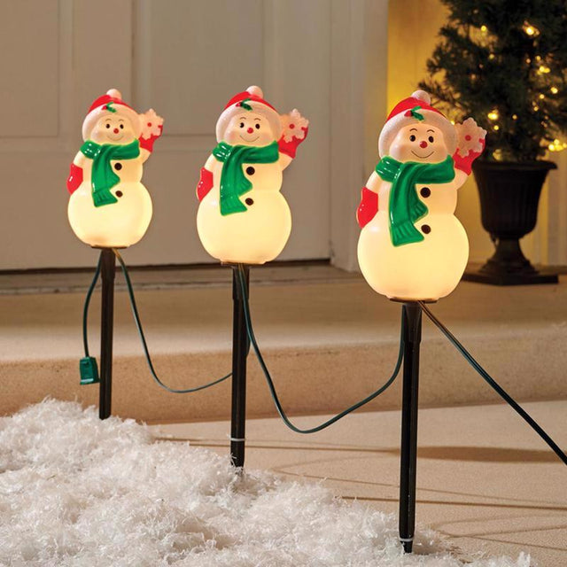 Celebrations LED Warm White Snowman 8 in. Pathway Decor
