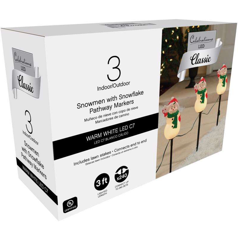 Celebrations LED Warm White Snowman 8 in. Pathway Decor