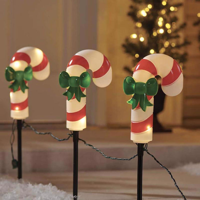 Celebrations LED Warm White Candy Cane 9 in. Pathway Decor