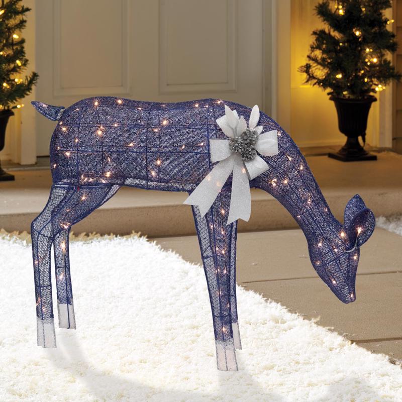 Celebrations LED Warm White Feeding Deer 33 in. Yard Decor