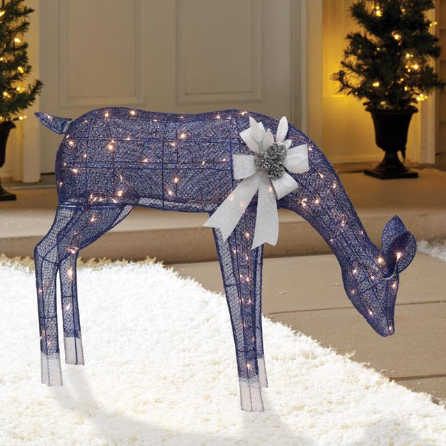 Celebrations LED Warm White Feeding Deer 33 in. Yard Decor