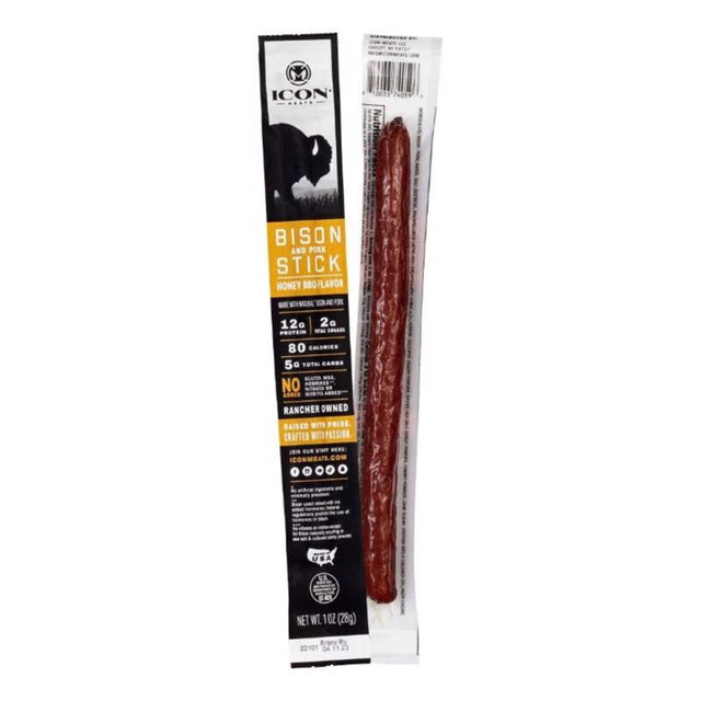ICON Meats Beast Bison, Elk and Venison Honey BBQ Sticks 1.7 oz Pouch