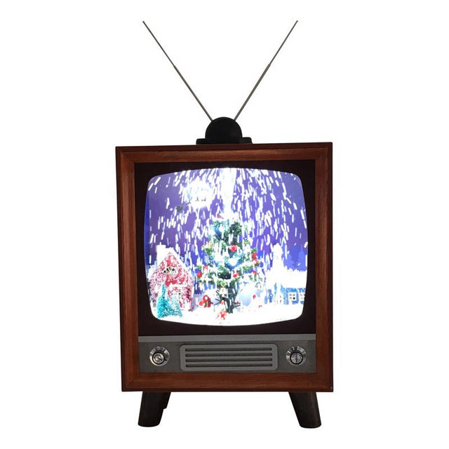Glory Haus Large Retro TV with Christmas Scene Table Decor