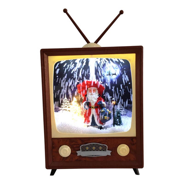 Glory Haus Mini Retro TV with Santa Table Decor