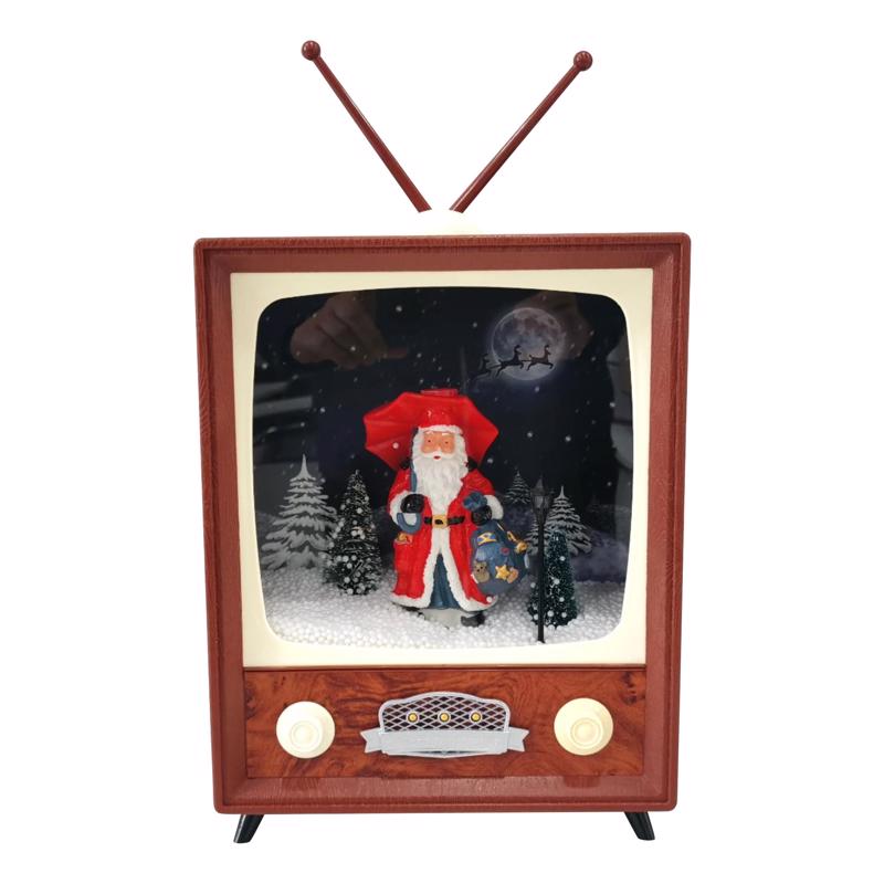 Glory Haus Mini Retro TV with Santa Table Decor