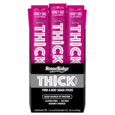 StoneRidge Wholesale THICK Stick Honey BBQ Meat Sticks 1.5 oz Shrink Wrapped