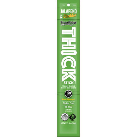 StoneRidge Wholesale Thick Stick Jalapeno Cheddar Meat Sticks 1.5 oz Shrink Wrapped