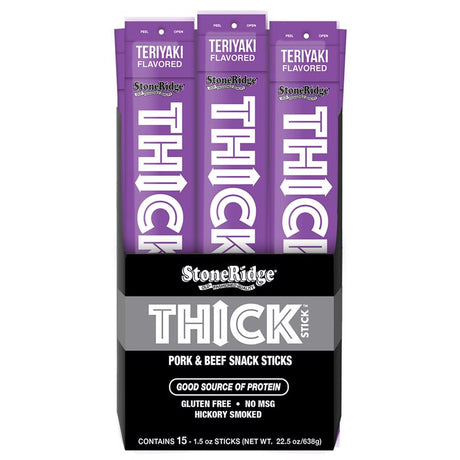 StoneRidge Wholesale Thick Stick Teriyaki Meat Sticks 1.5 oz Shrink Wrapped