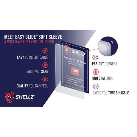 Shellz Easy Glide Trading Card Sleeve Clear 100 pc