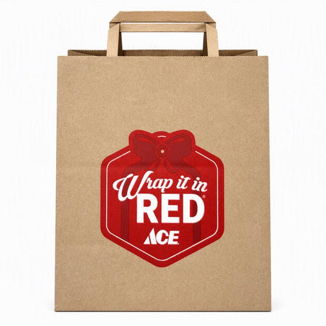 Ace Logo Recycled Paper Brown Shopping Bag with Handles 250 pk 12 in. H X 7 in. W X 10 in. L Wrap it
