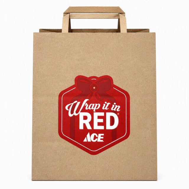 Ace Logo Recycled Paper Brown Shopping Bag with Handles 250 pk 12 in. H X 7 in. W X 10 in. L Wrap it