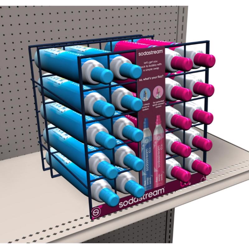 17 in. H X 15 in. W X 13 in. D Blue Metal CO2 Cylinder Display Rack