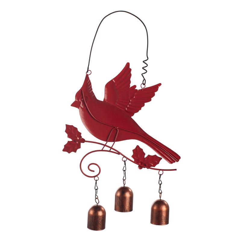 Test Rite Cardinal Bird with Bell 7.87 in. Hanging Decor