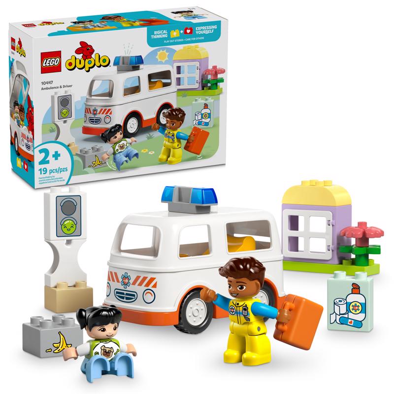 LEGO Duplo Ambulance and Driver Building Set Multicolor 19 pc