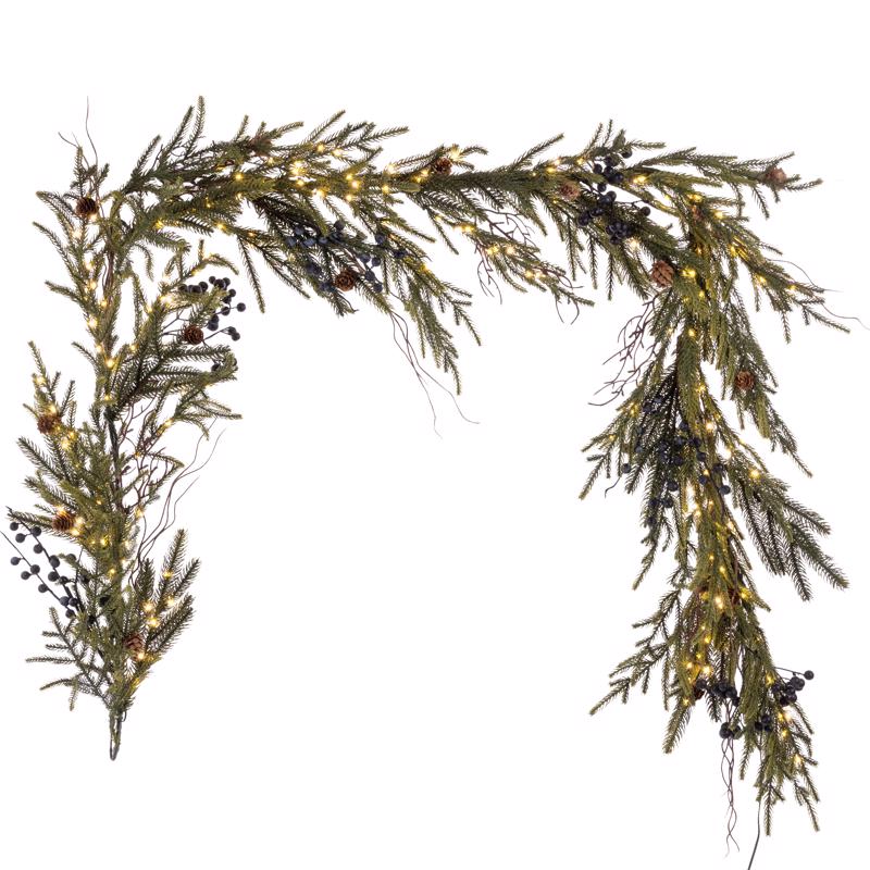 BNDL Rustic Norfolk 26" WW Wreath and 6' Garland