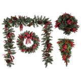 Plaid Bow Pine & Berry Wreath & Garland Bundle