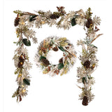 WARM WHITE NEUTRAL FALL WREATH AND GARLAND B/O BUNDLE