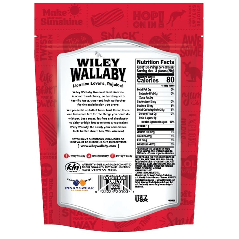 Wiley Wallaby Australian Style Gourmet Red Licorice 10 oz