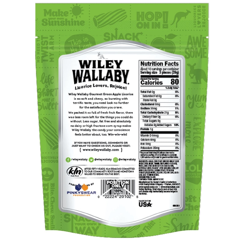 Wiley Wallaby Australian Style Gourmet Green Apple Licorice 10 oz