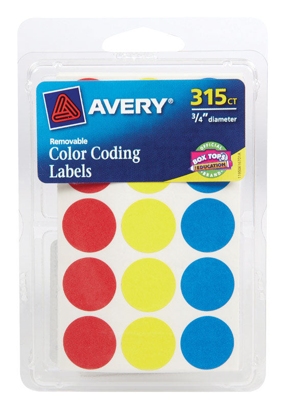 LABEL COLOR 3/4"RND 306