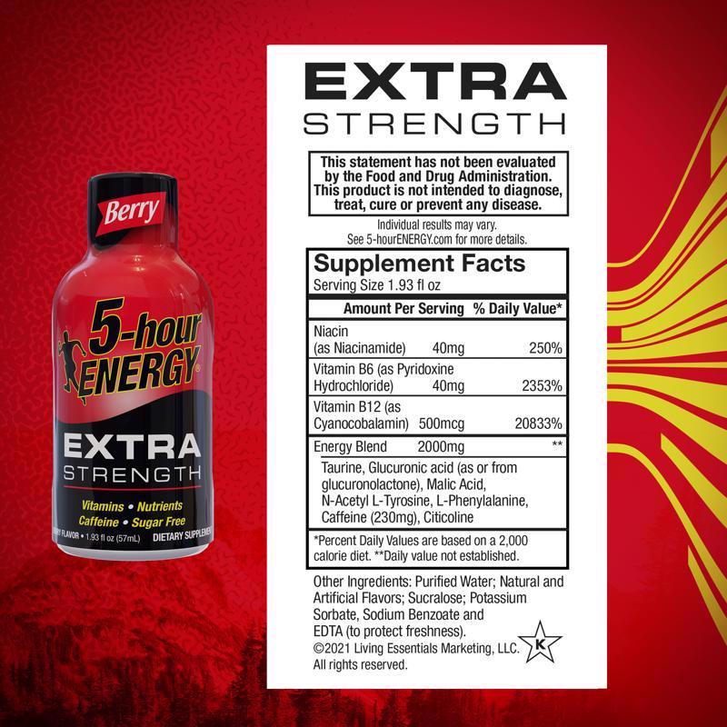 5-hour Energy Extra Strength Sugar Free Berry Energy Shot 1.93 oz