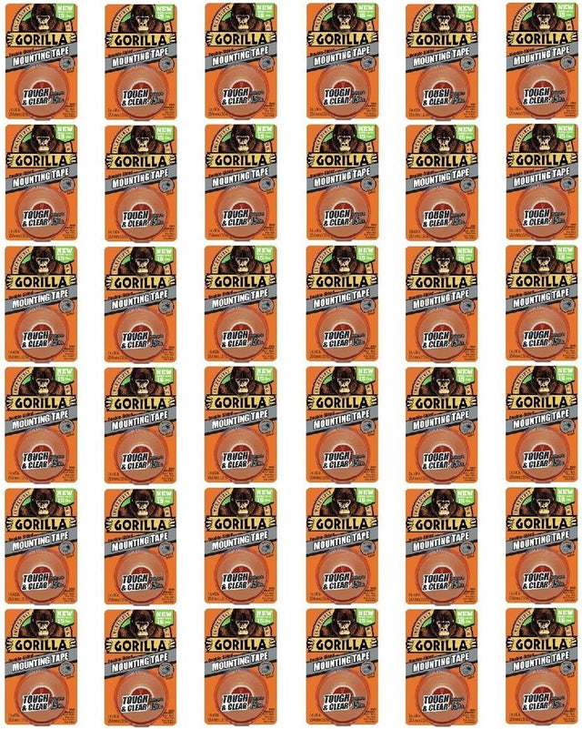 Gorilla 6065001-36 Tough Mounting Tape, Double-Sided, 1" x 60", Clear, (Pack of 36)