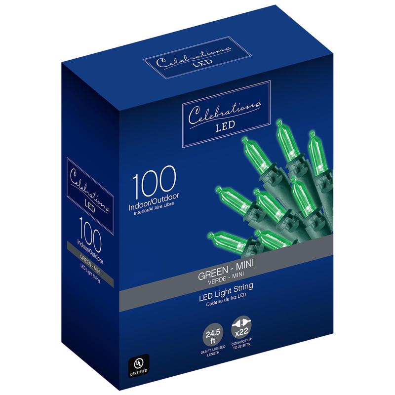 LED LGHT MINI GRN 100CT