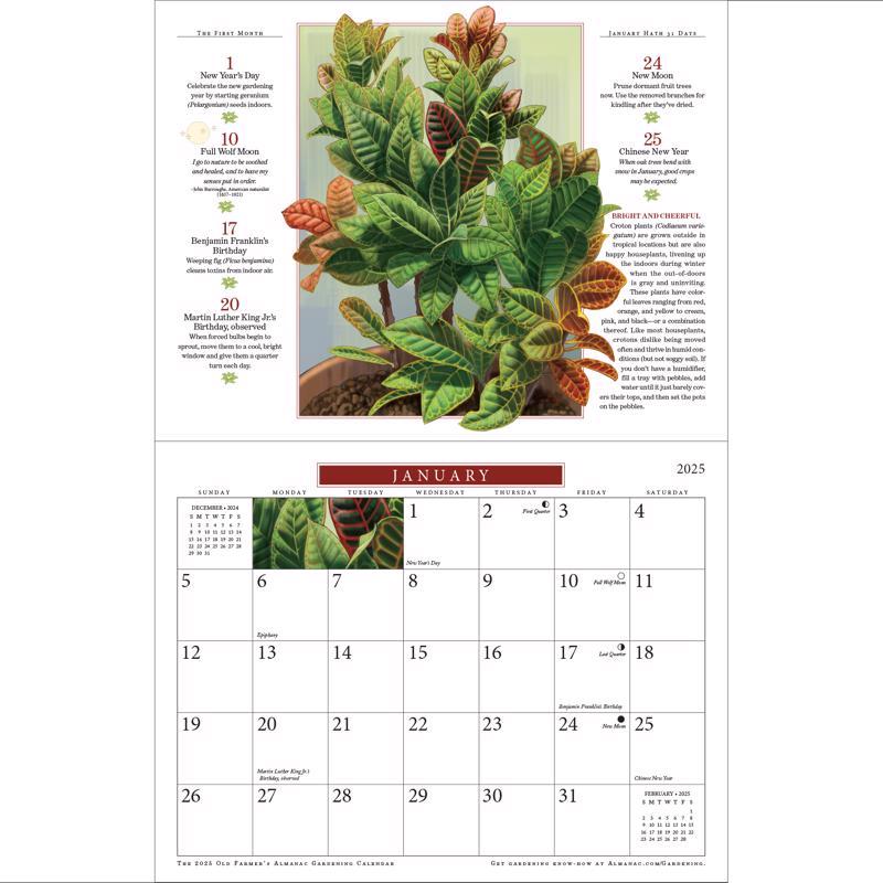 The Old Farmer's Almanac Yankee Publishing Gardening Calendar 2025 Calendar