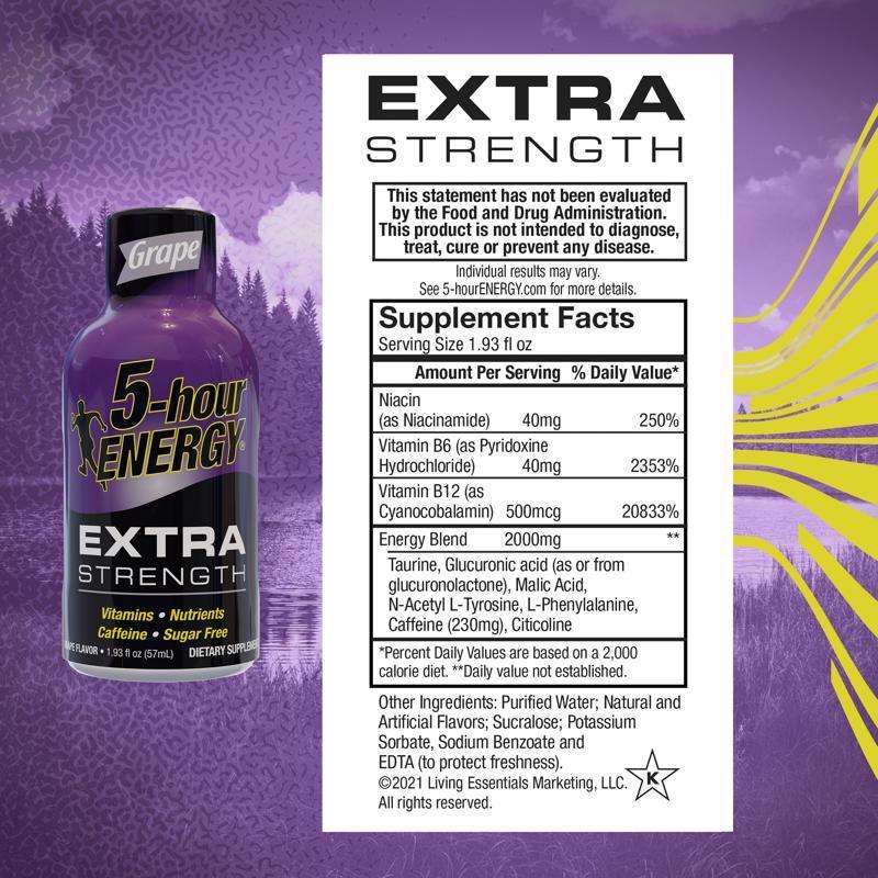 5-hour Energy Extra Strength Sugar Free Grape Energy Shot 1.93 oz