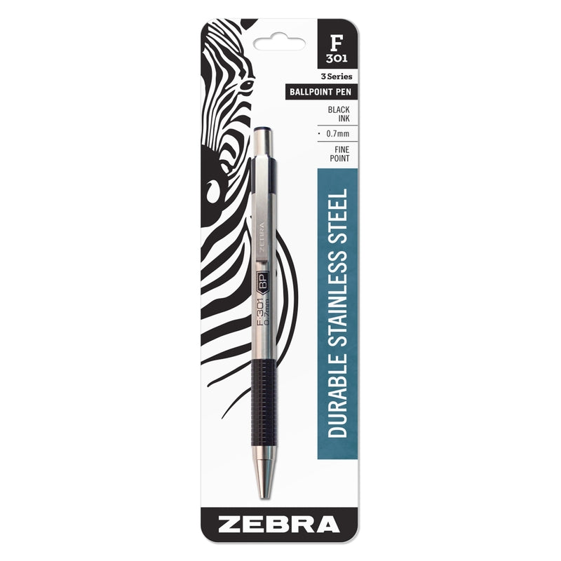 Zebra F-301 Black Retractable Ball Point Pen 1 pk