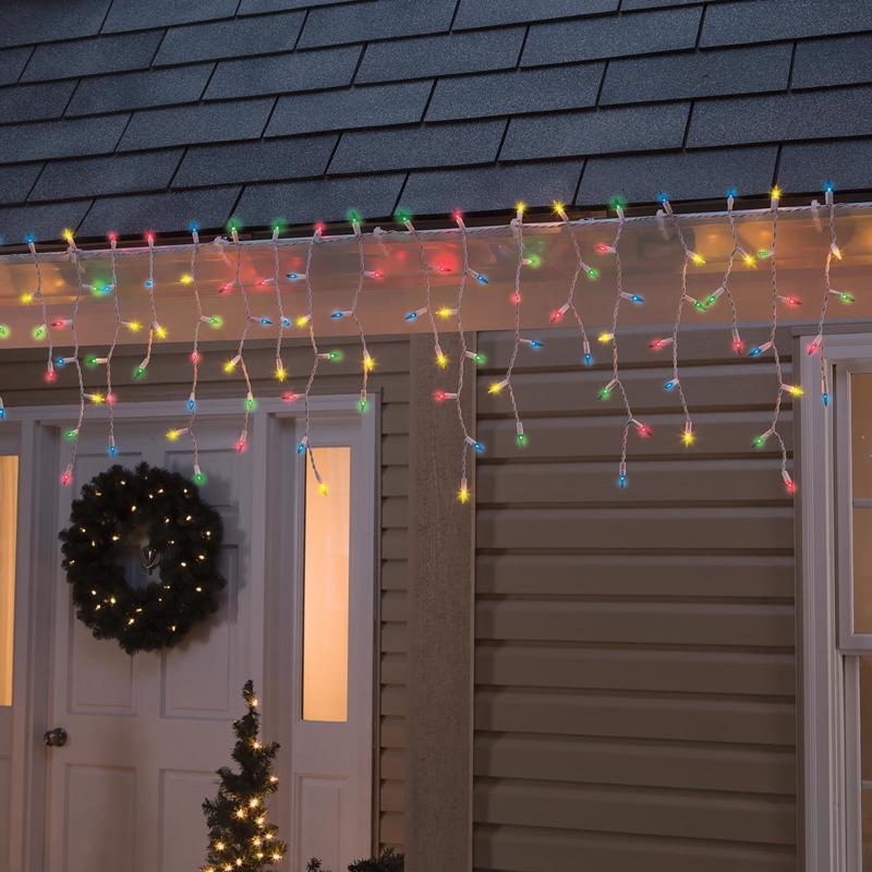 Celebrations Incandescent Mini Multicolored 300 ct Icicle Christmas Lights 17 ft.