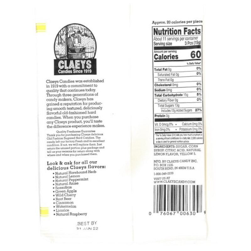 Claeys Old Fashioned Lemon Hard Candy 6 oz