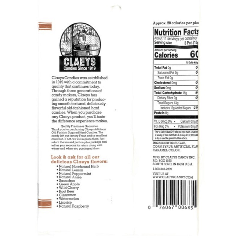 Claeys Old Fashioned Root Beer Hard Candy 6 oz