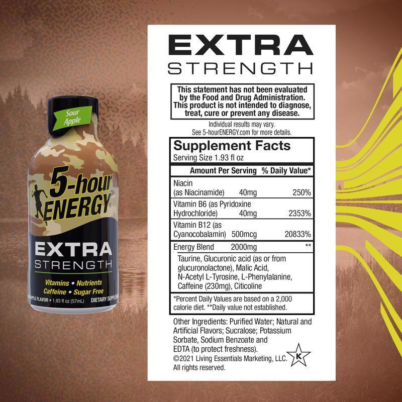 5-hour Energy Extra Strength Sugar Free Sour Apple Energy Shot 1.93 oz