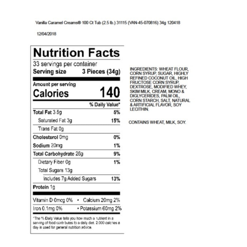 Goetze's Candy Caramel Creams Vanilla Caramel 40 oz