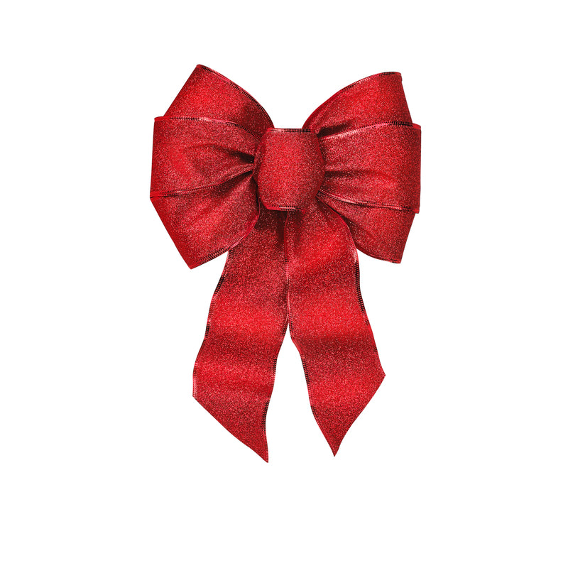 Holiday Trims Assorted 7 Loop Christmas Bow 8.5 in.
