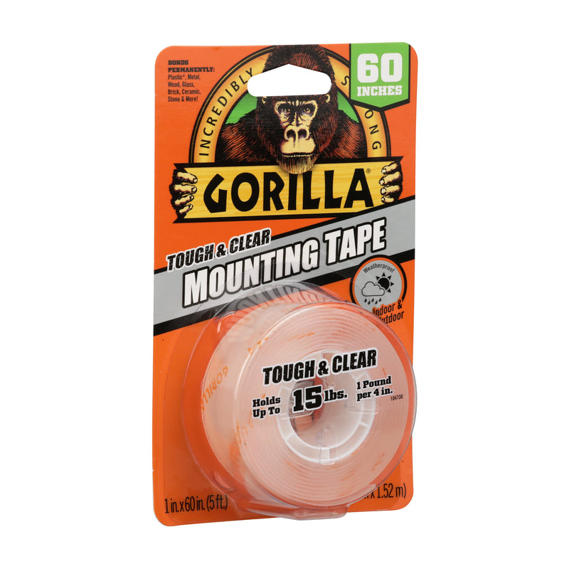 Gorilla Double Sided 1 in. W X 60 in. L Mounting Tape Clear