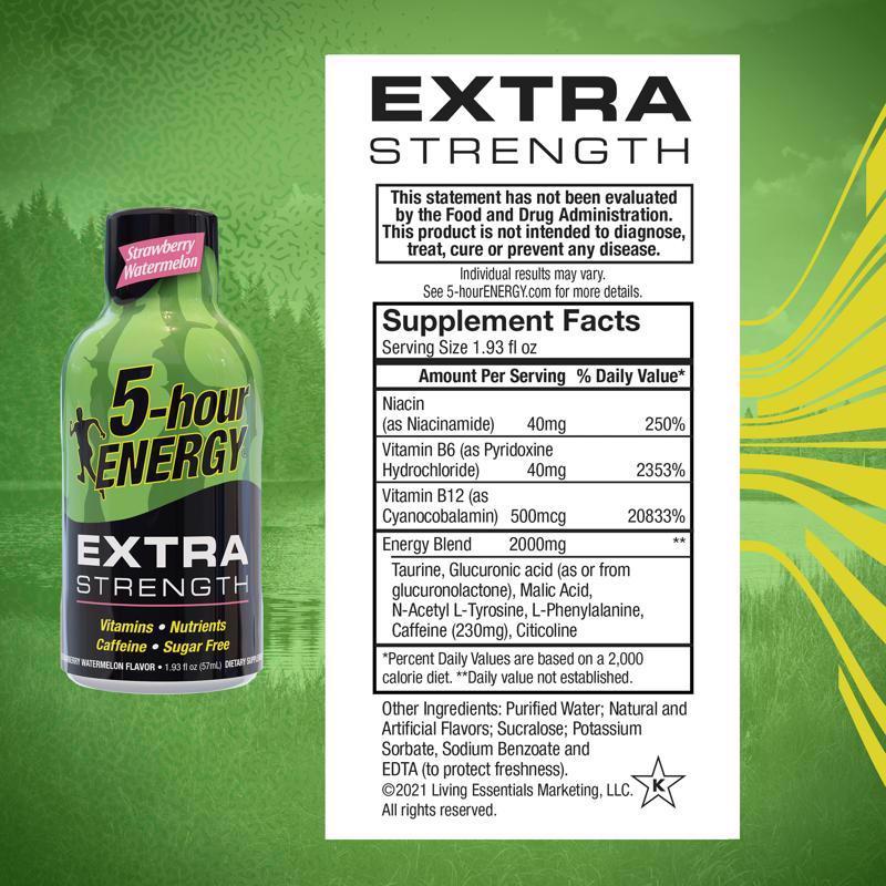 5-hour Energy Extra Strength Sugar Free Strawberry Watermelon Energy Shot 1.93 oz