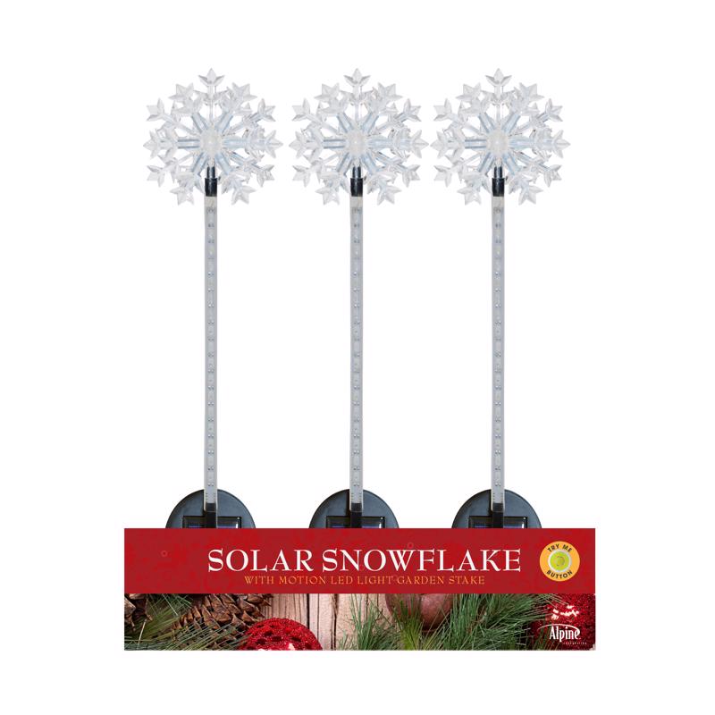 Alpine LED Solar Snowflake Garden Stake 33 in. Pathway Decor