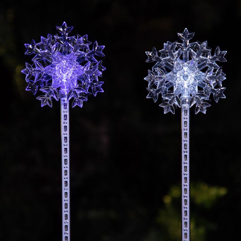 Alpine LED Solar Snowflake Garden Stake 33 in. Pathway Decor