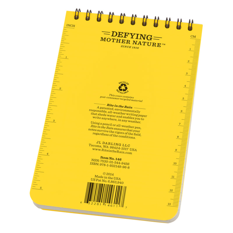 Rite in the Rain 4 in. W X 6 in. L Top-Spiral Yellow All-Weather Notebook